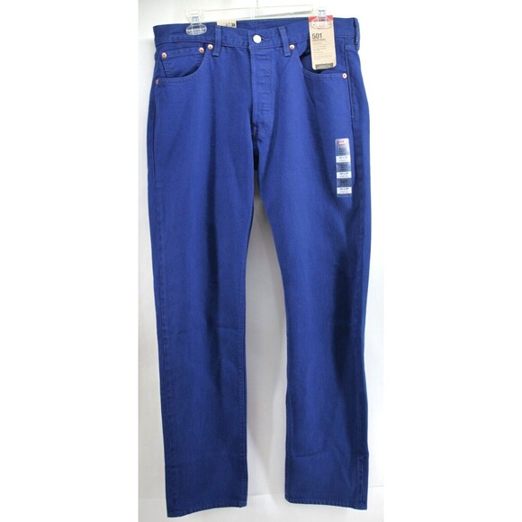 New Levis‎ 501 Jeans Mens Original Color Blue Stretch Straight Leg 32x34 - Picture 1 of 11